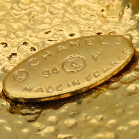 CHANEL Authentic Gold Logo Brooch